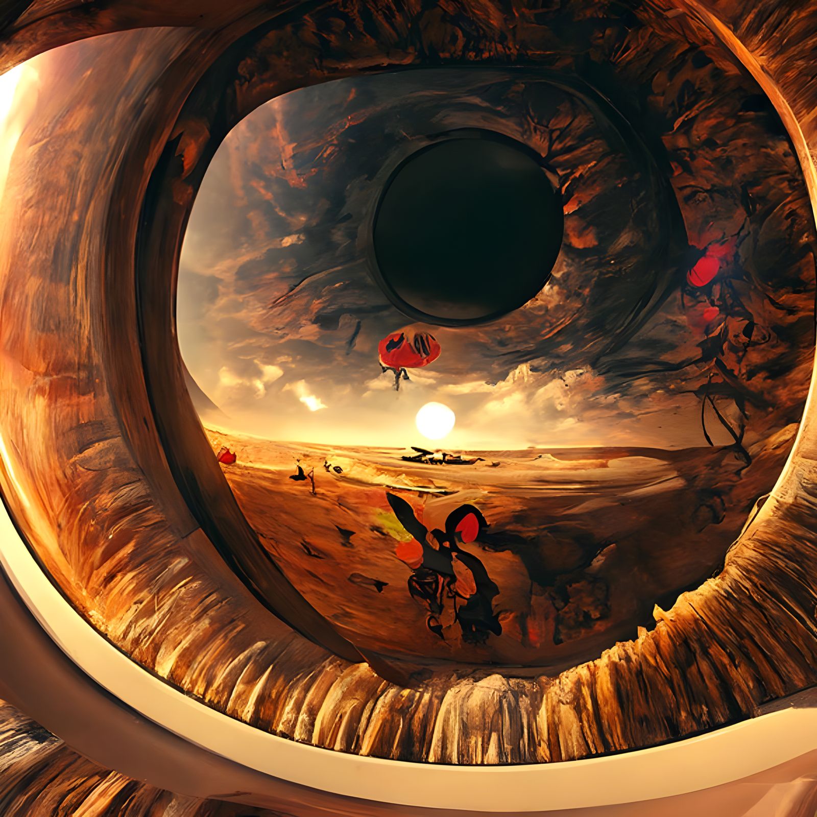 Desertpunk World Reflected in a Giant Eye