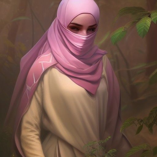 Niqab in Butterfly Park, Art Nouveau Style