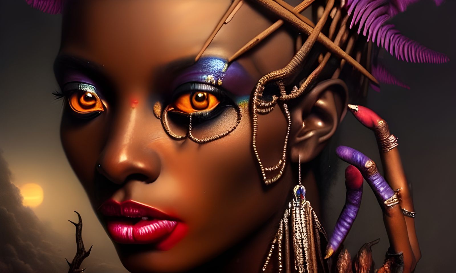 Voodoo Priestess: Hyperrealistic Digital Portrait