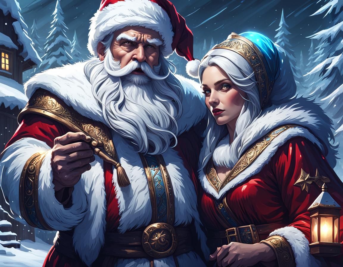 Dark Fantasy: Santa and Snow Maiden Gift Giving