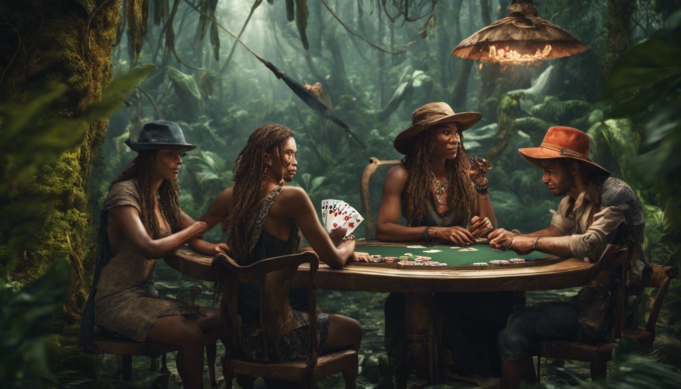 Poker Game in the Amazon Rainforest: Matte Painting