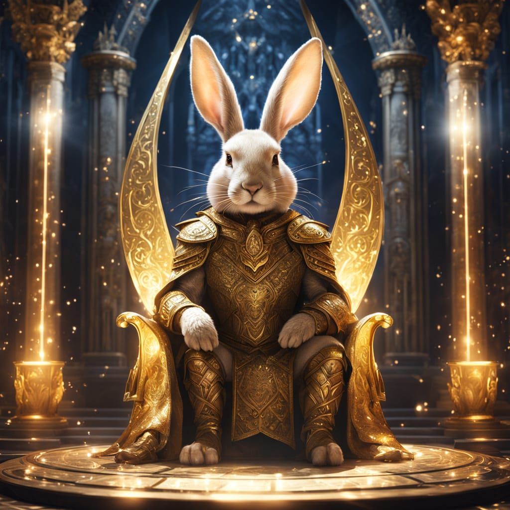 Regal Rabbit on Crystal Throne in Celestial Hall