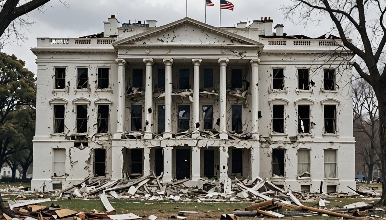 White House Damaged After Civil War Battle