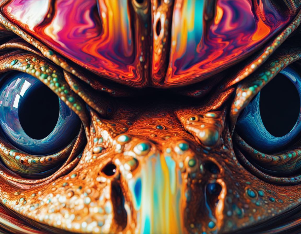 Hypnotic Toad Eyes in Glitch Art Style