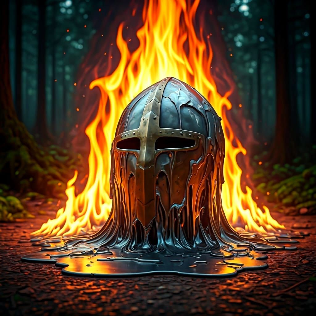 Melting knight helmet