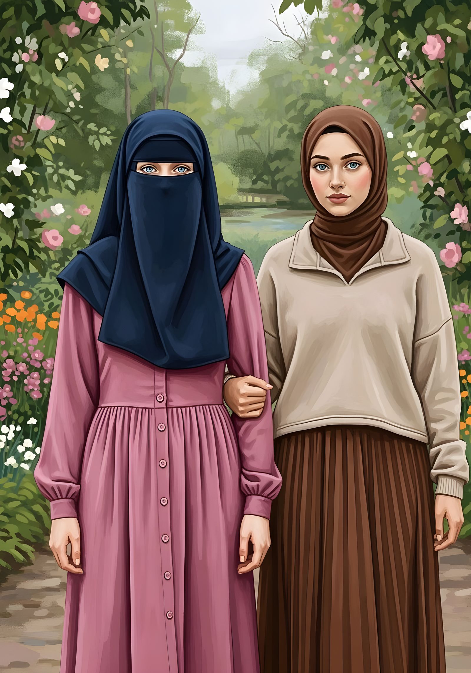 Swedish Women in Botanic Garden as Abstract Art