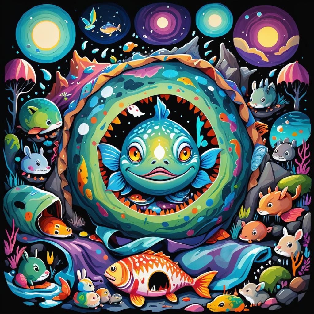 Monster Fish Sleeps in Bunny Bay: Street Art