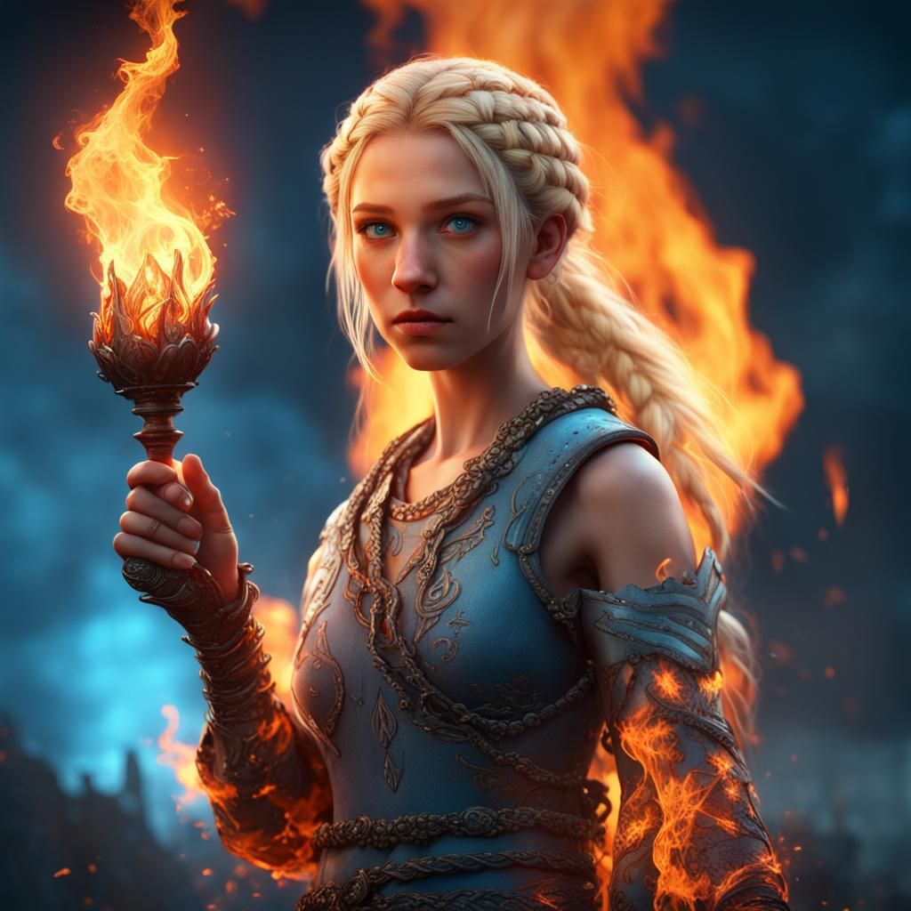 Teenager Conjures Fire in Fantasy Art
