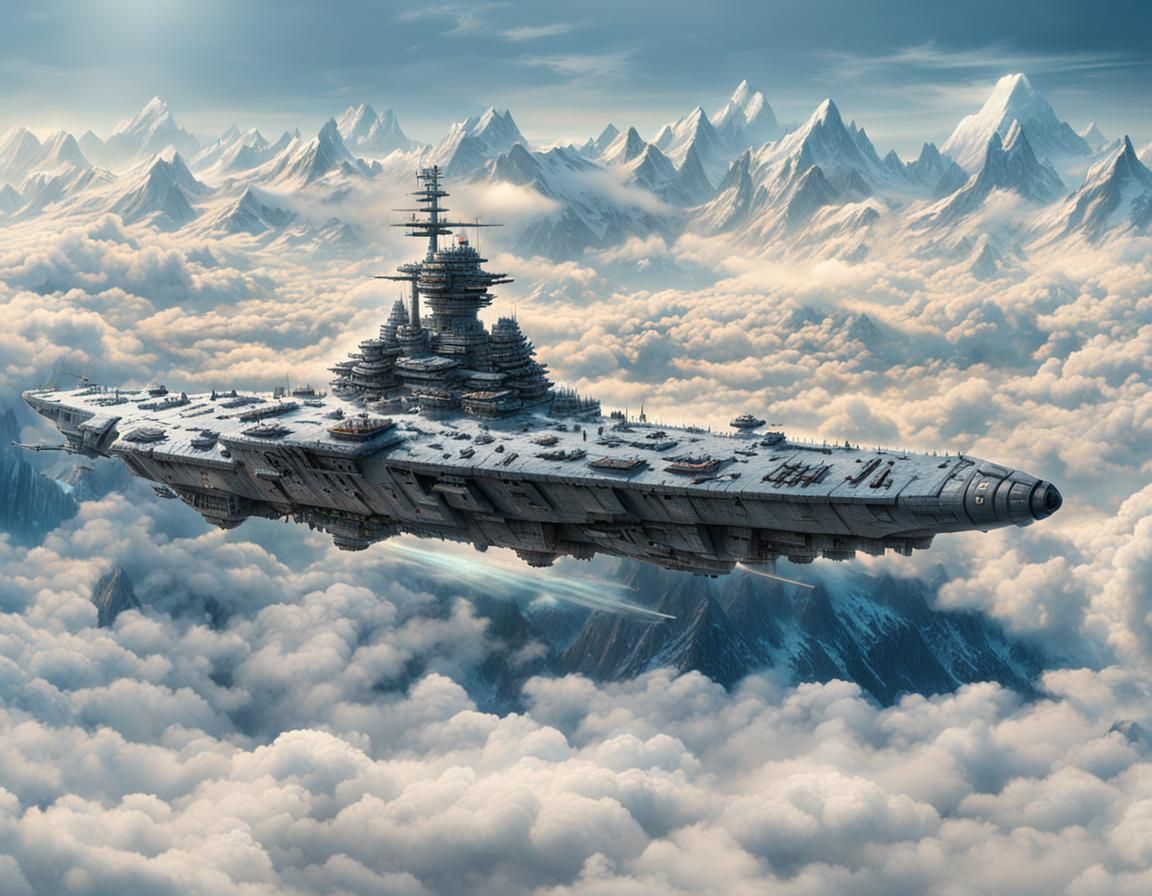 Epic Flying Battleship Digital Matte Painting