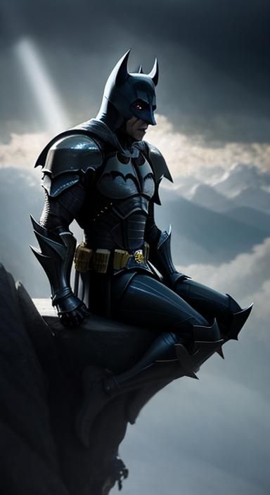 Iridescent Fire Batman on Pedestal