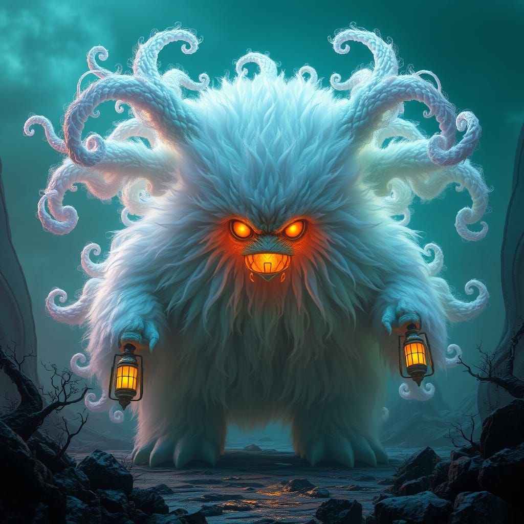 Pastel Nightmare Monster in Haunting Mystical Realm