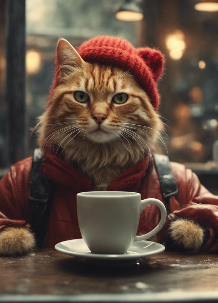 Hipster coffee cat.