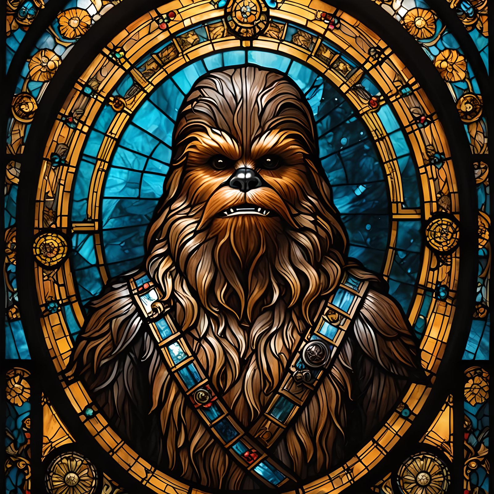 Stained Glass Chewbacca Window Art