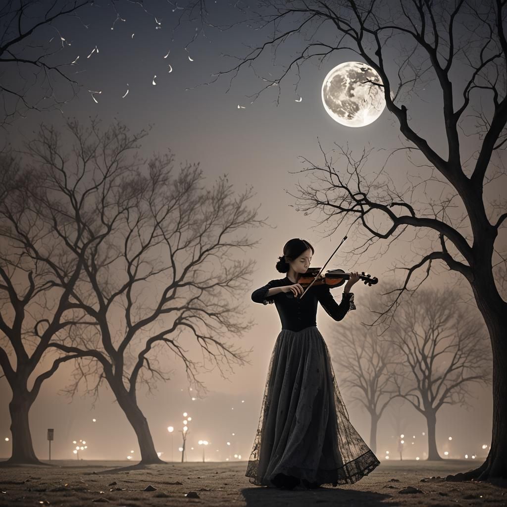 Moonlit Dance with a Shadowy Partner