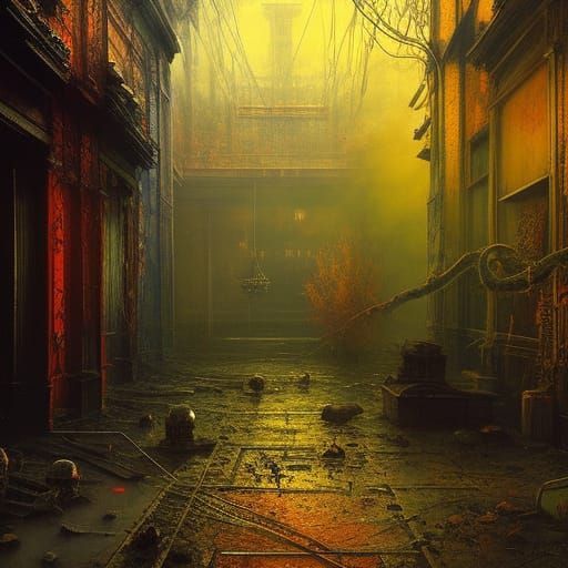 Three-Horned Demon in Psychiatric Ward, Detailed Art