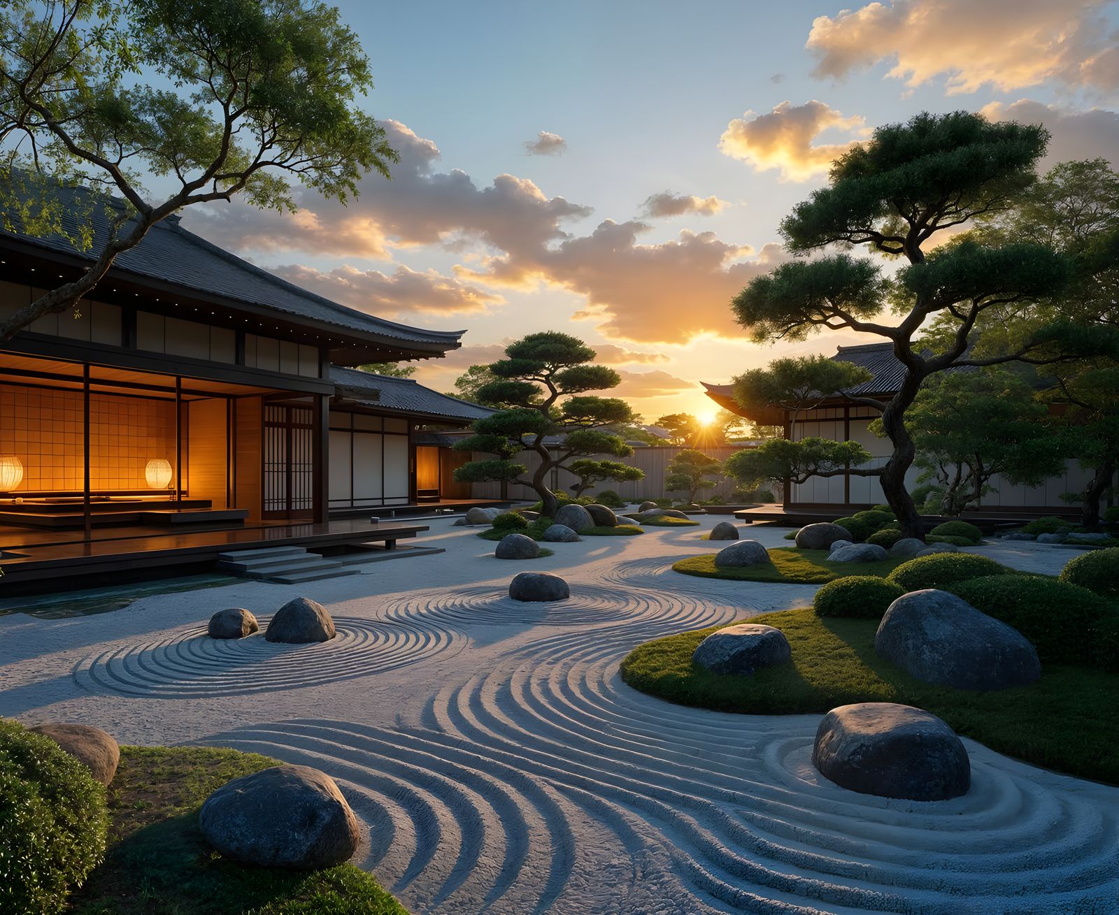 Futuristic Paramaribo Zen Garden in Digital Matte Painting