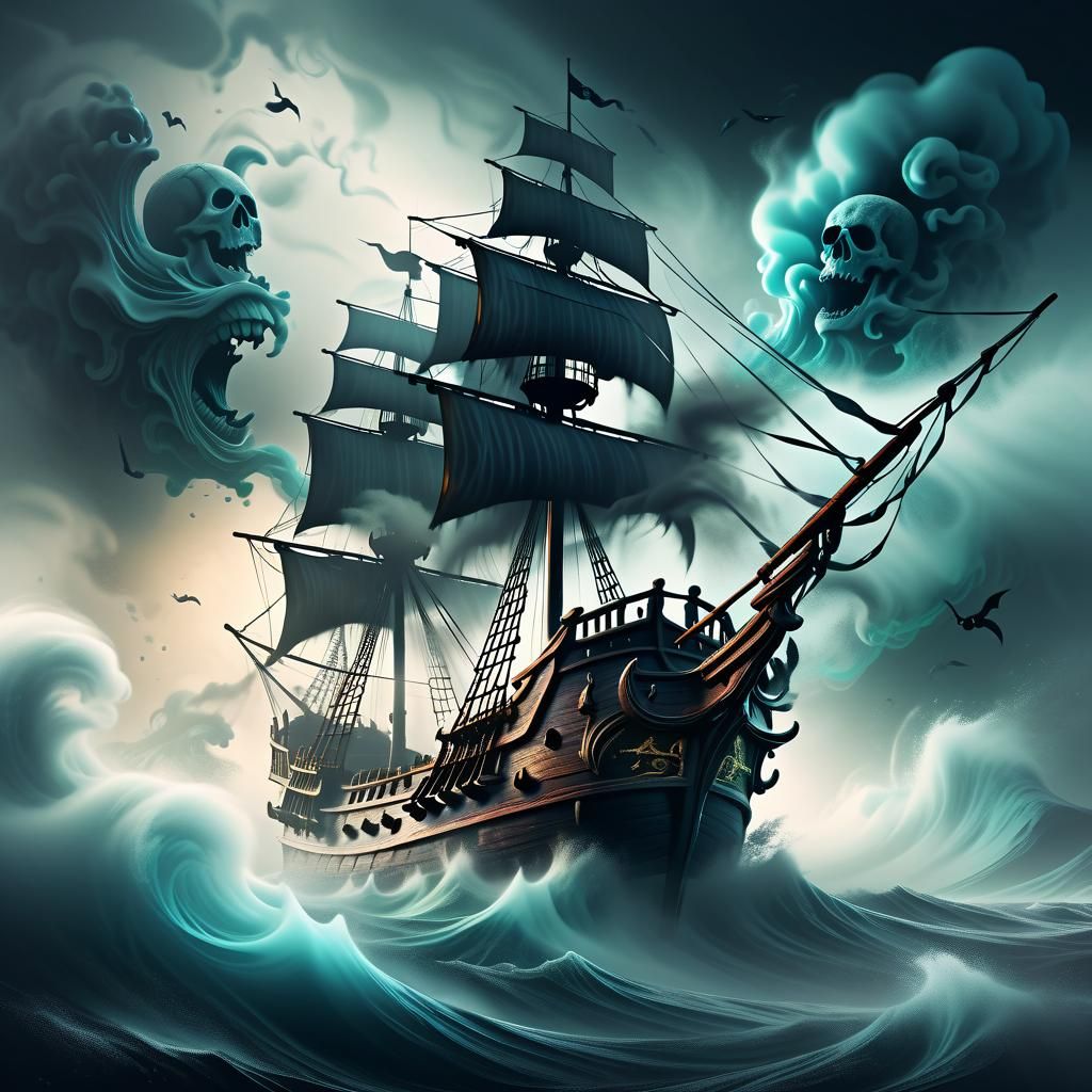 Ghost Pirate Ship Sails from the Mist