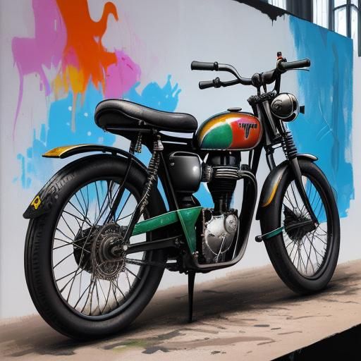 Triumph Model H in Detailed Graffiti Art