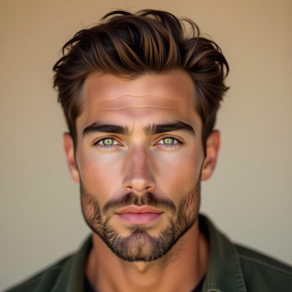 Intense Portrait of a Man with Green Eyes