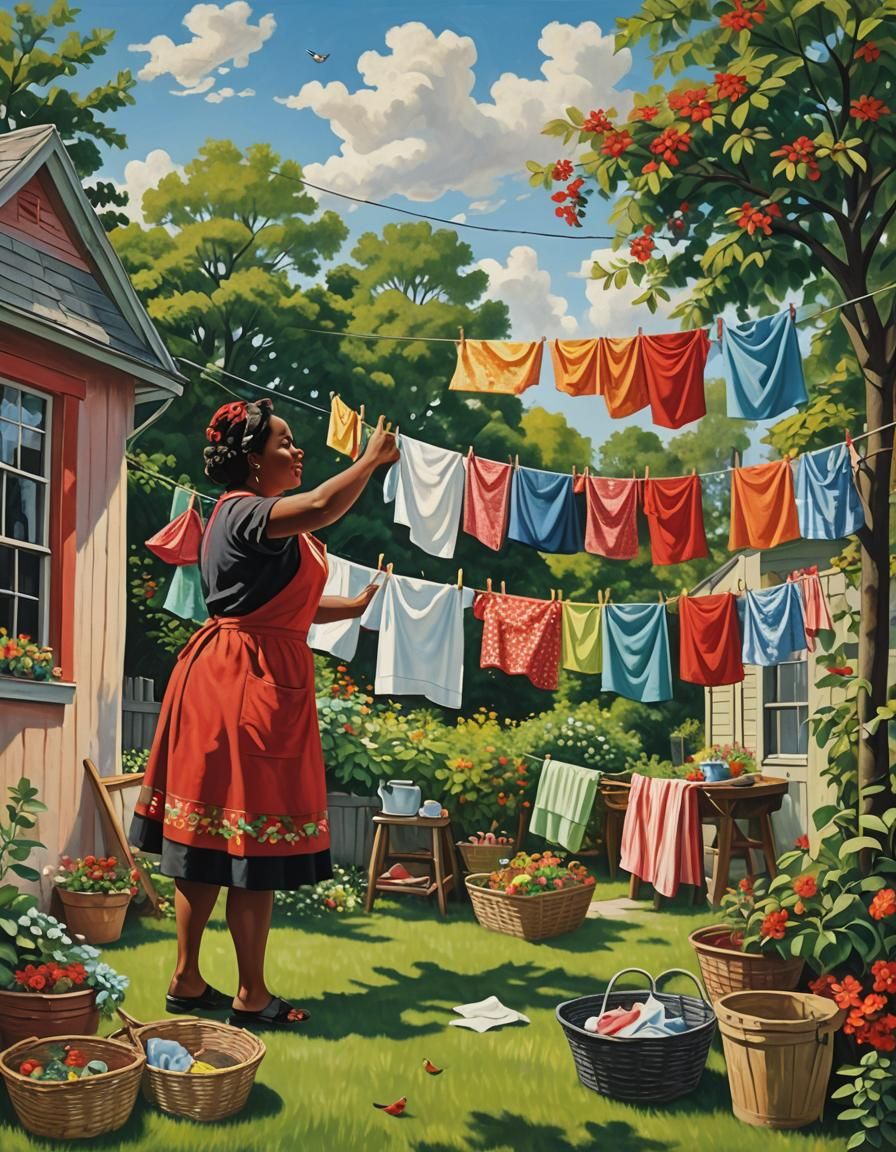 Folk Art: Black Woman's Laundry Day