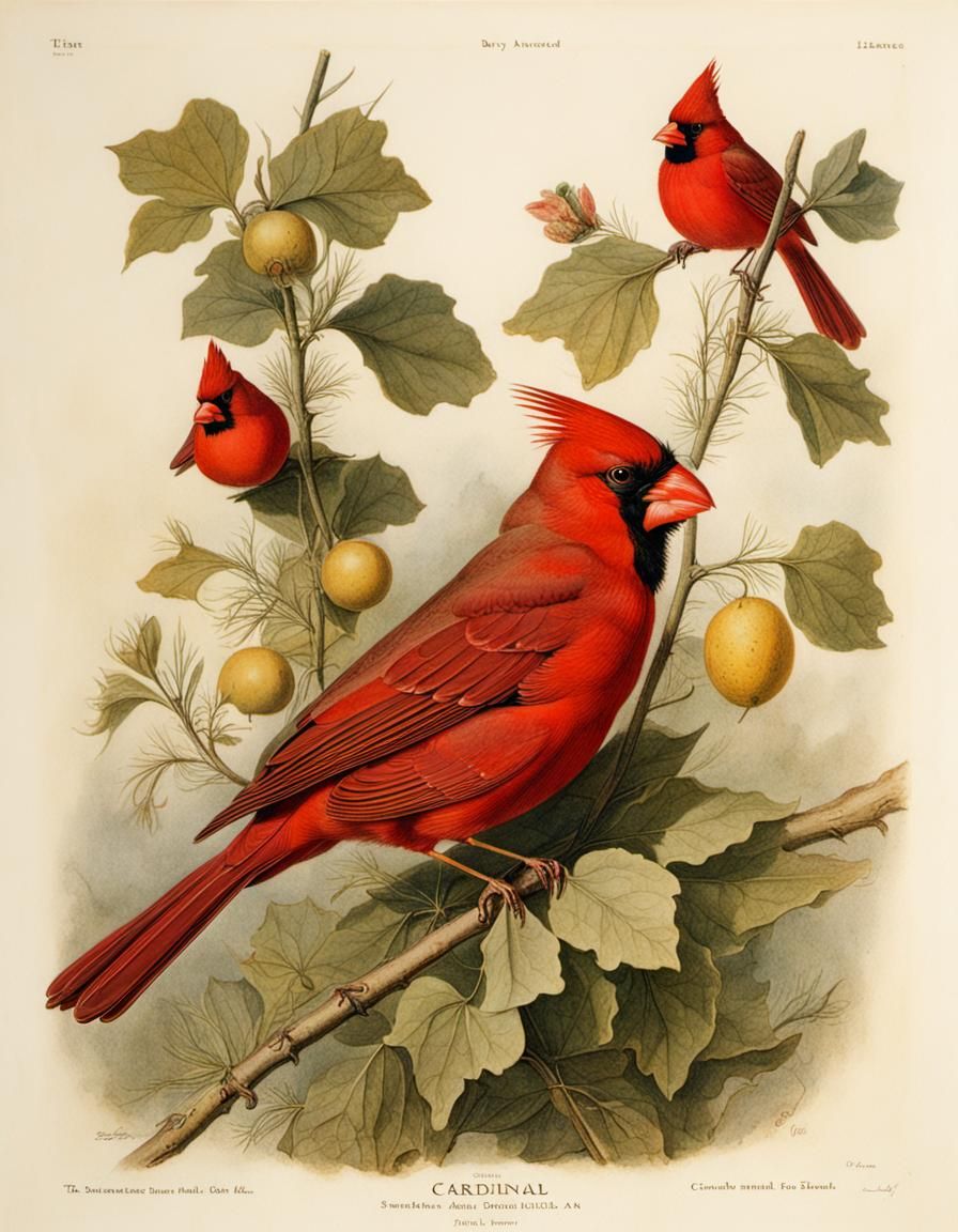 Cardinal Bird Illustration in Classic Style