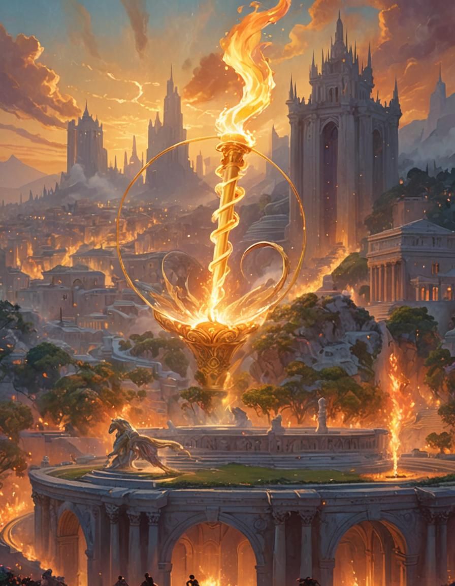 Mystical Olympic Torch Ignites Dreamlike Arena