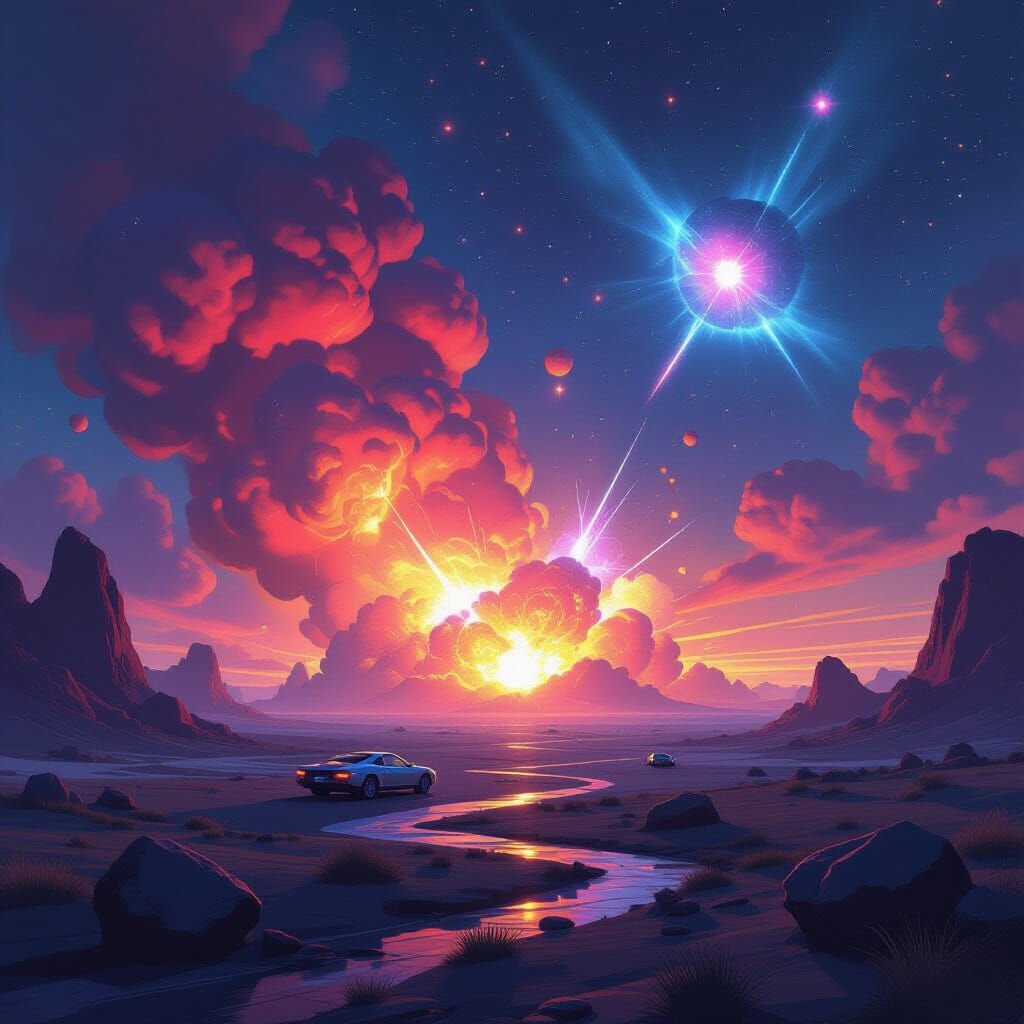 Cosmic Popcorn Explosion as Digital Art