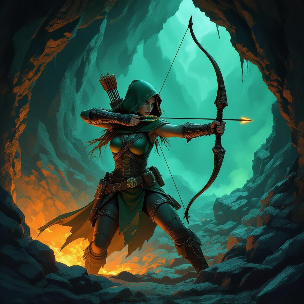 Sulfur Prospector Ranger in Dark Fantasy Cavern