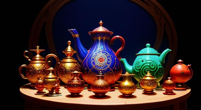 Whimsical Clay Pottery in Marrakech Bazaar