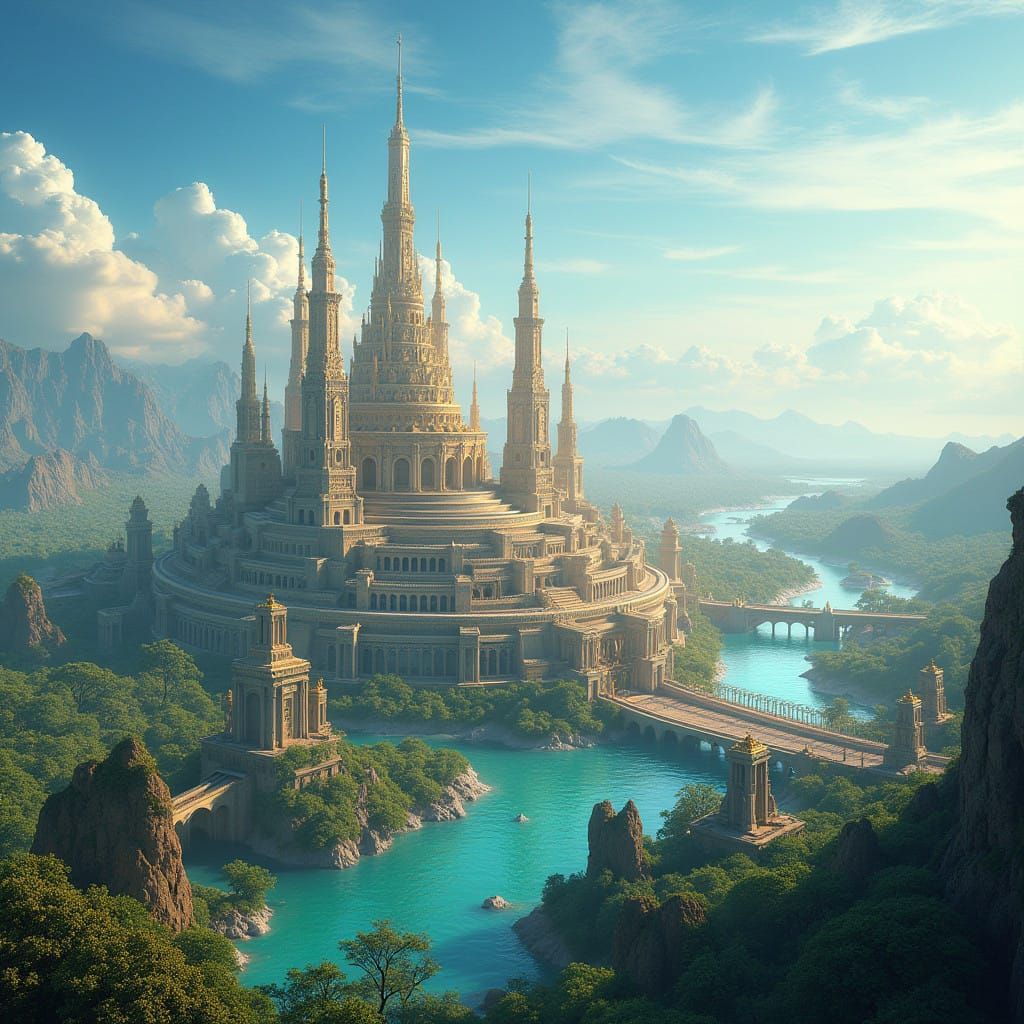 Hyper-Realistic Cityscape of Atlantis by Plato's Description