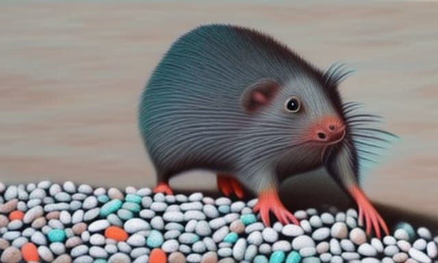 Realistic Chalk Drawing of a Star-Nosed Mole