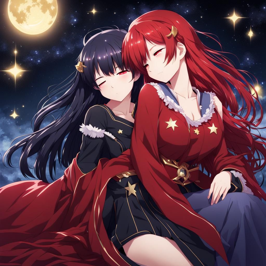 Anime Style: Women Sleeping Amongst Stars