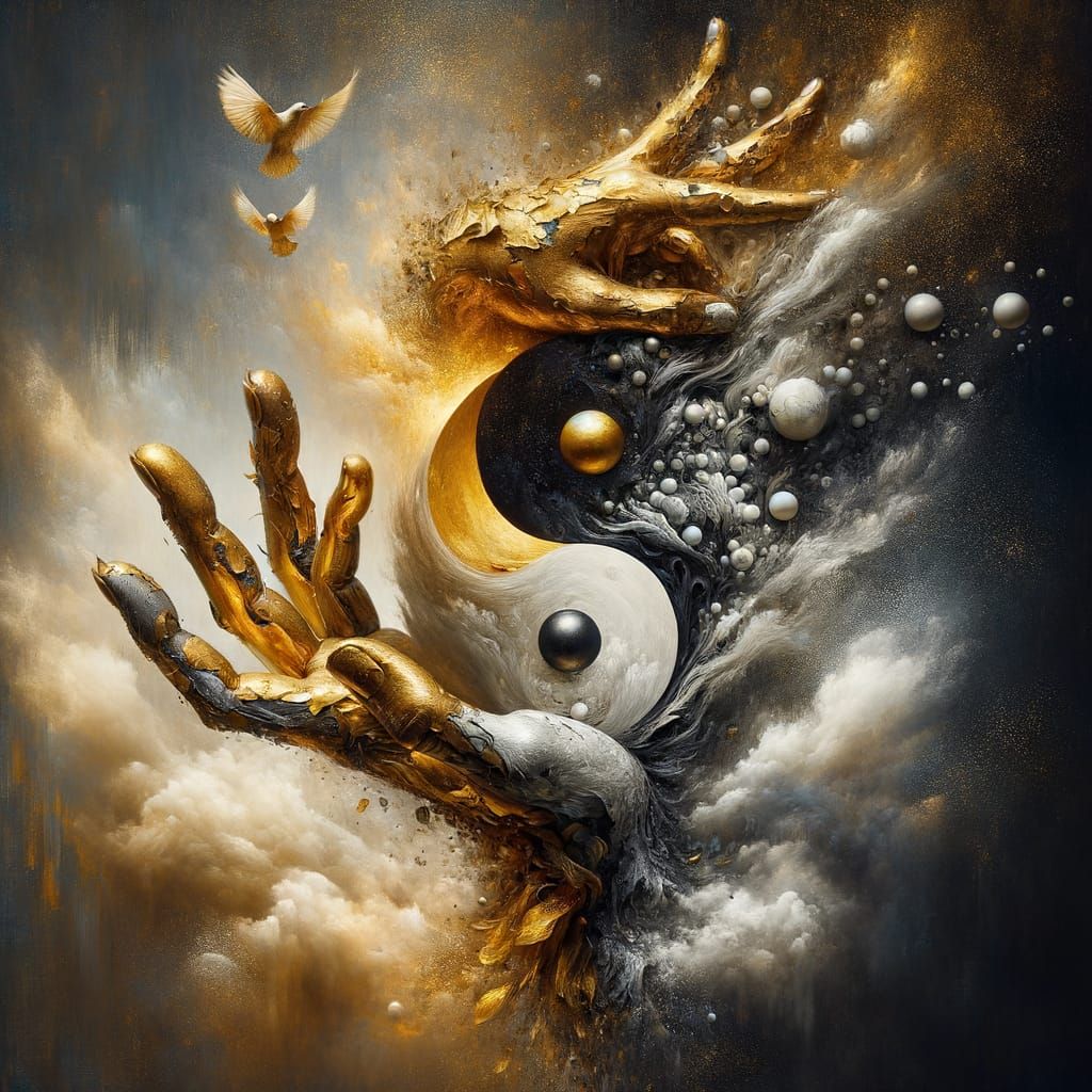 Yin and Yang: Gold and Silver Surrealism