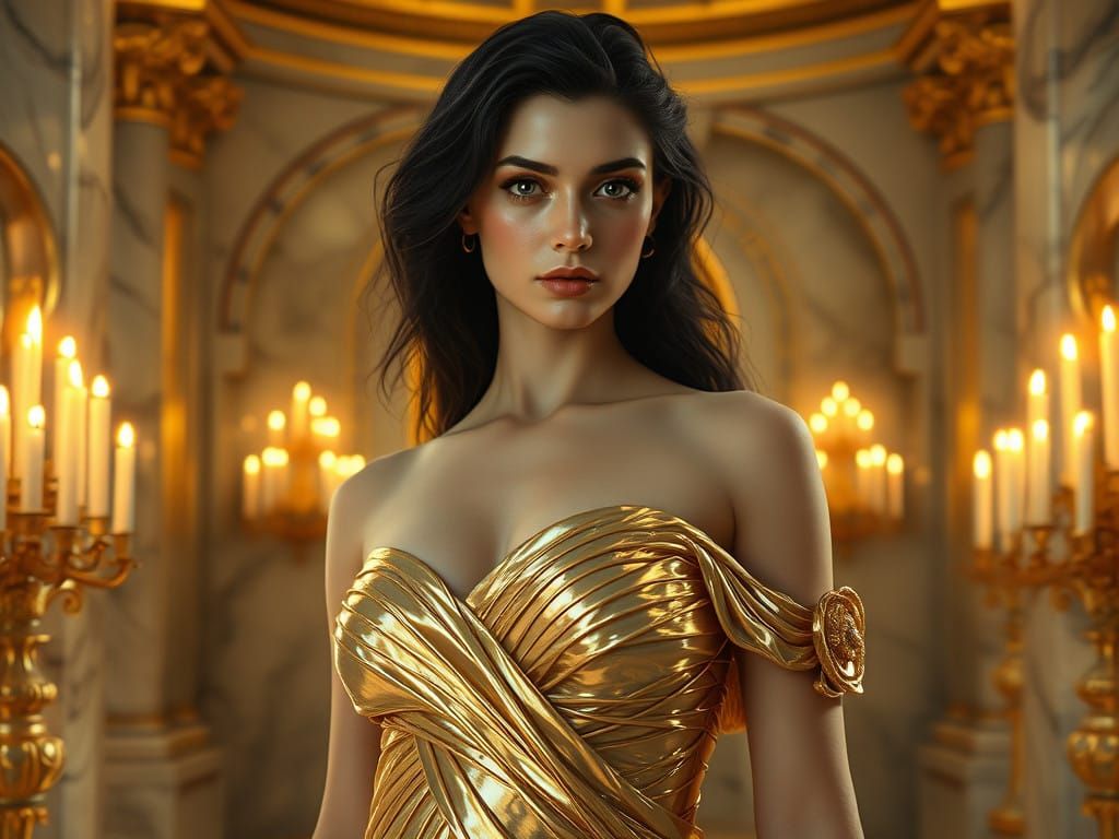 Goddess of Love in Shimmering Gown