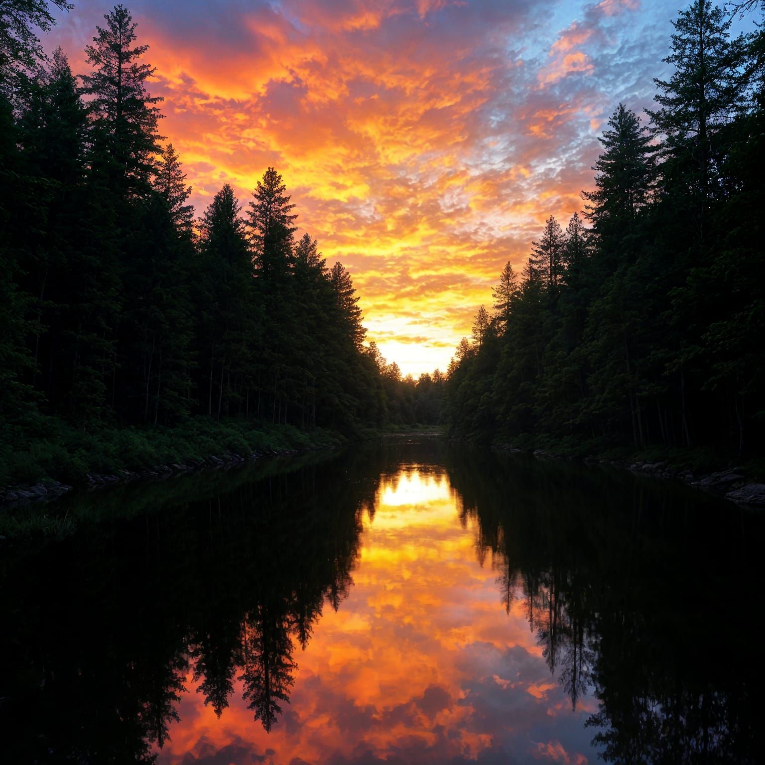 Serenity River Scene at Sunset