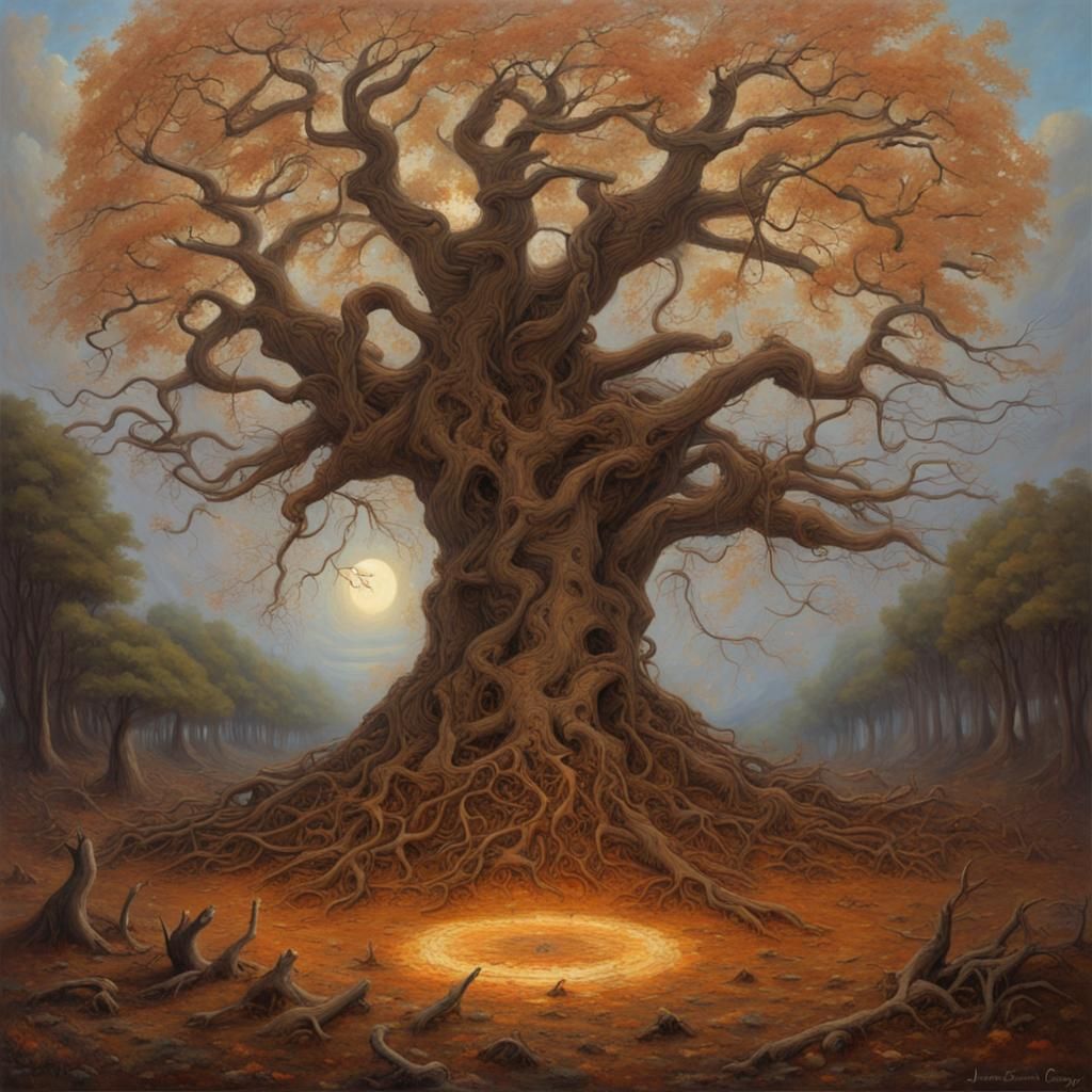 Tree of Life: An Oil Painting of Eternal Cycle