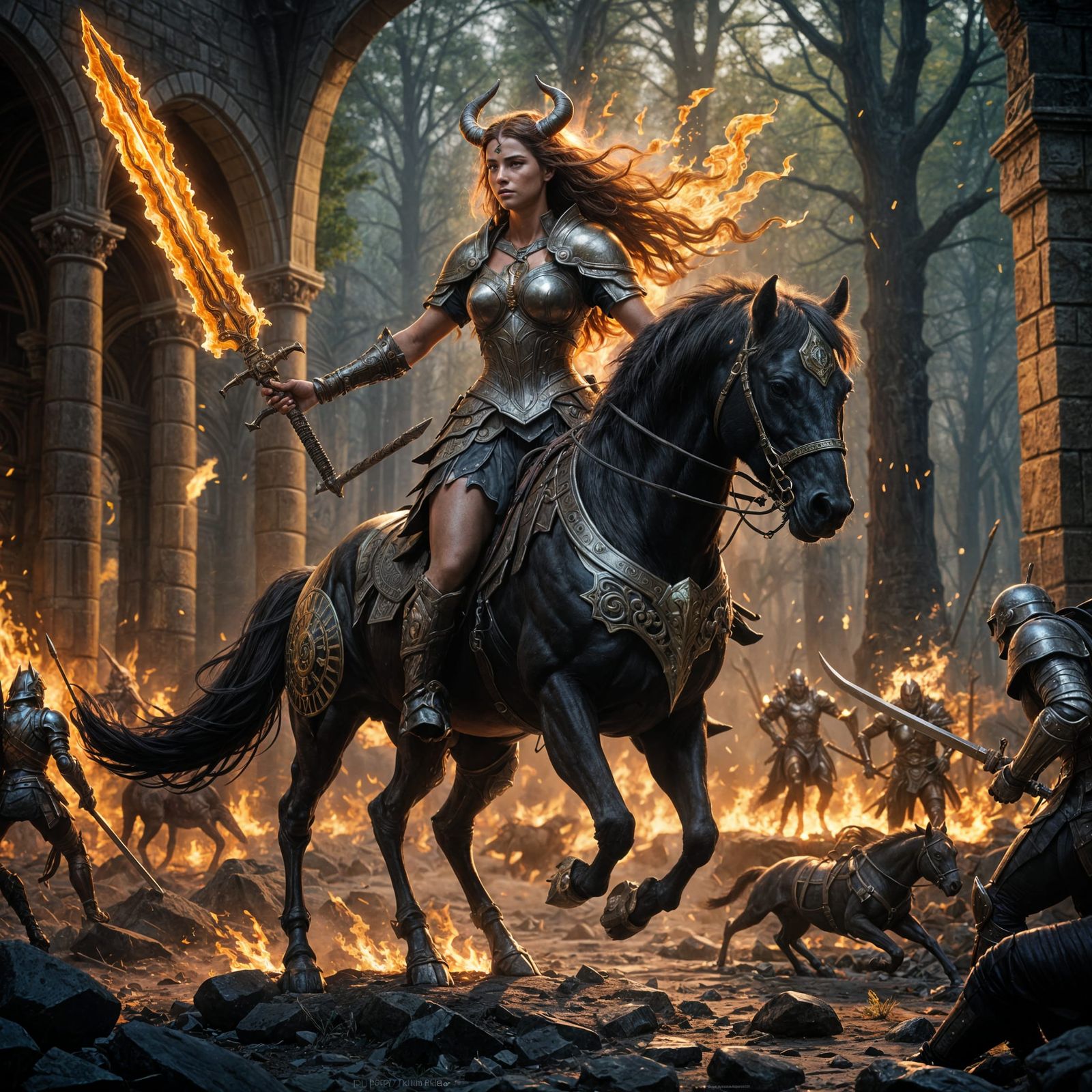 Majestic Female Centaur Warrior in Dark Fantasy Art