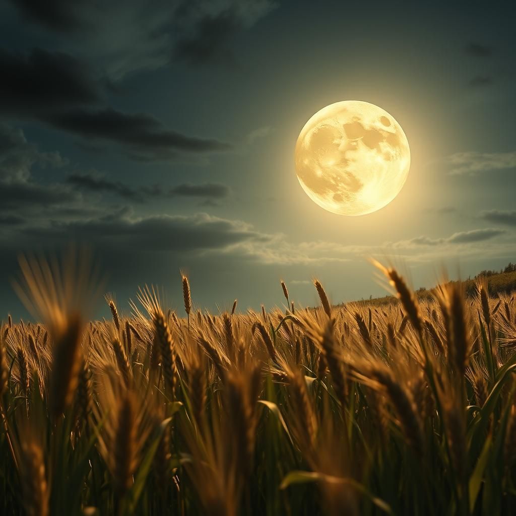 Wheat Field in Moonlight: Epic Digital Matte Painting