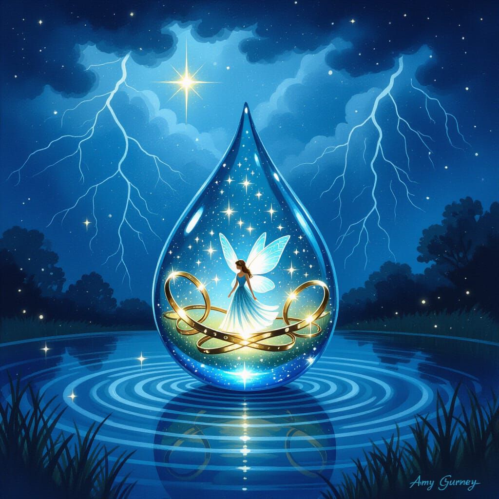 Fairyland in Water Drop: A Fantasy Art Piece