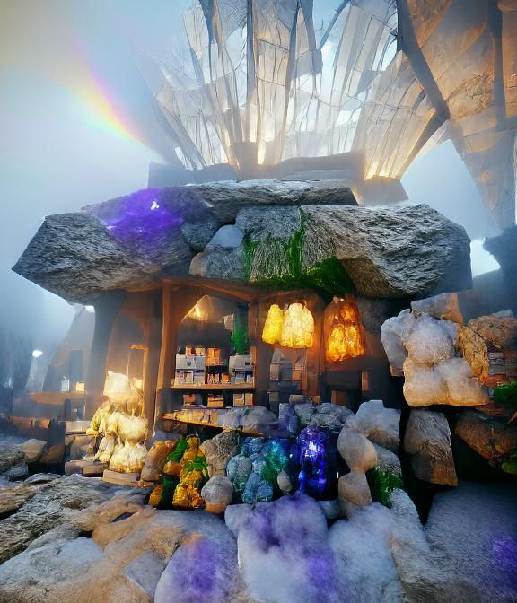 Charming Crystal Store in Fantasy Landscape
