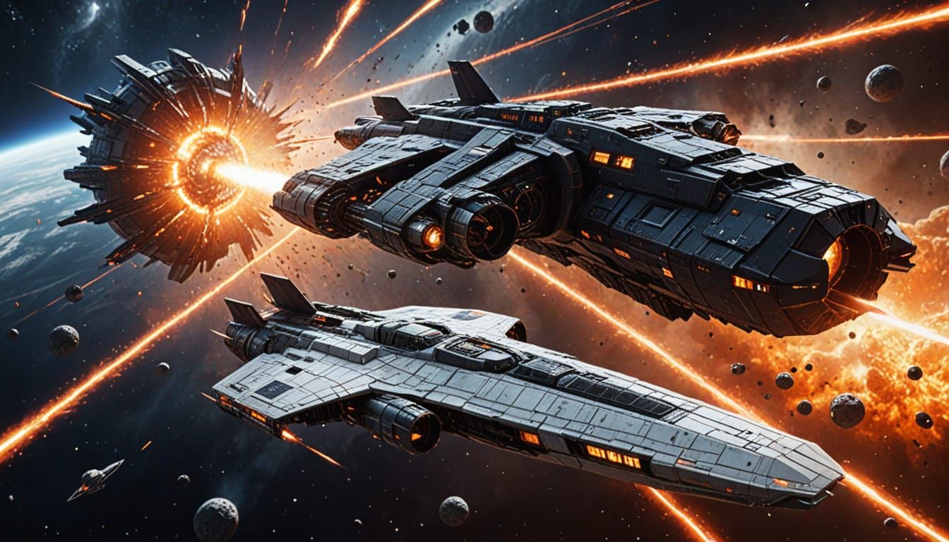 Epic Space Battle Art in Deep Space