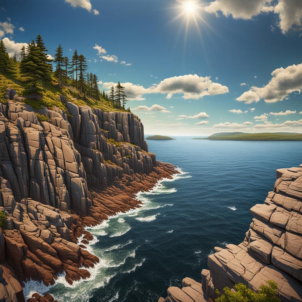 Granite Cliffs Meet Ocean: Digital Matte Painting
