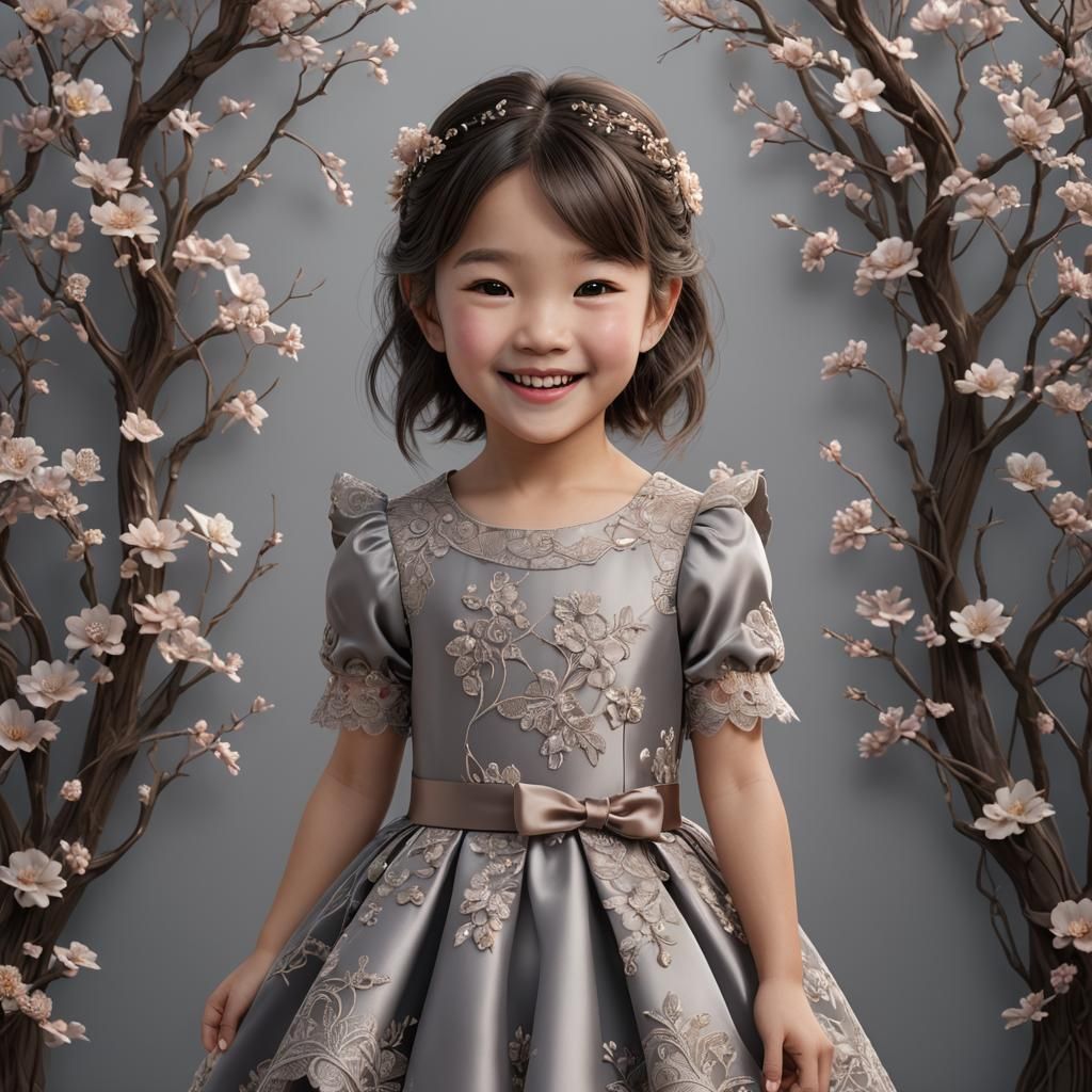 Toddler Girl in Party Dress: Detailed Fantasy Art