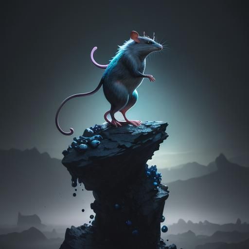 Alien Mouse-Rat in Candy Land, Hyperrealistic Art Deco