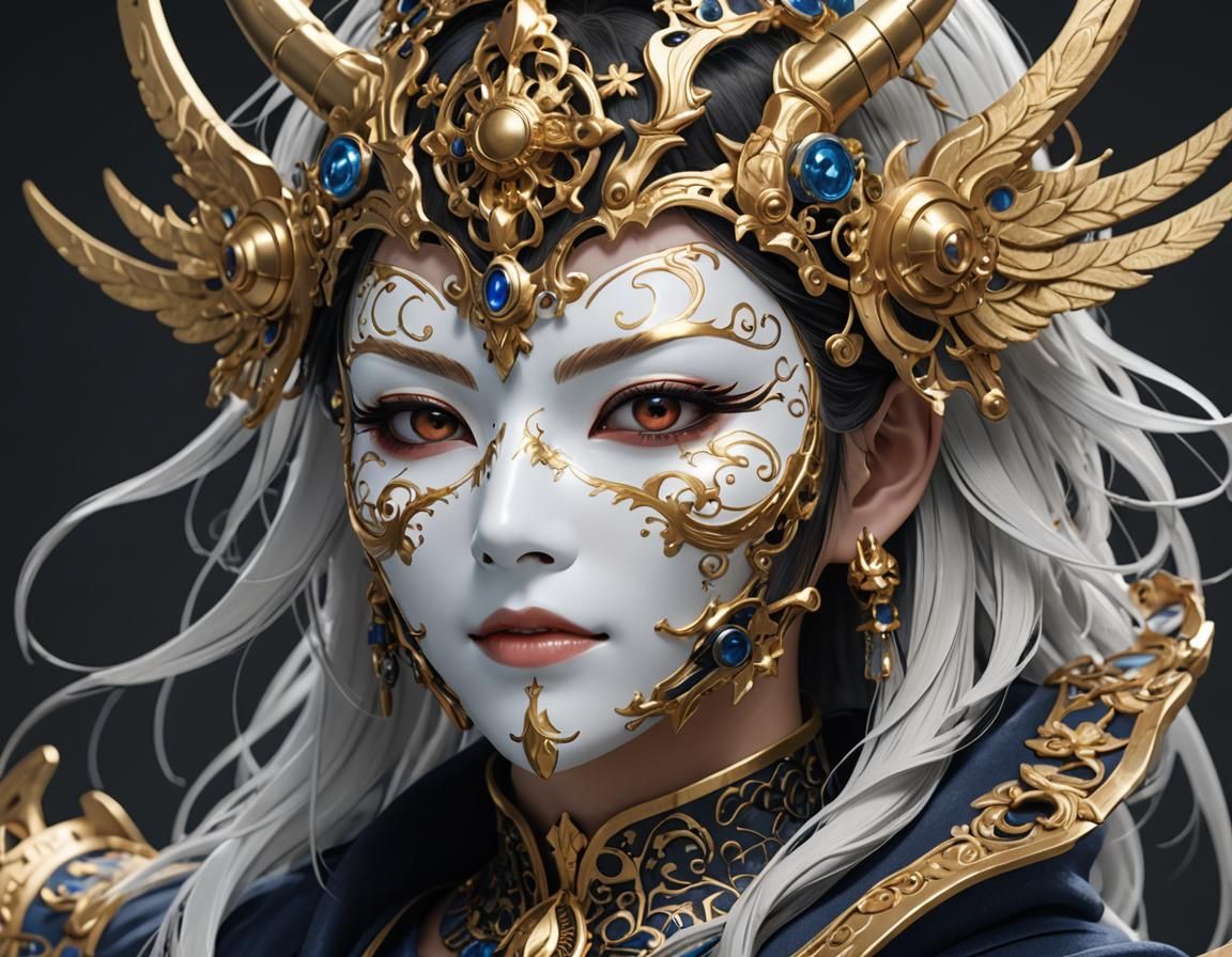 Hyperdetailed Mask of Peace in 3D Anime Art