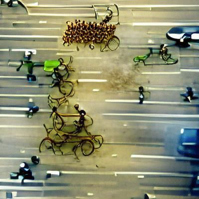 Bicycles Revolt Against Cars: A Visual Metaphor