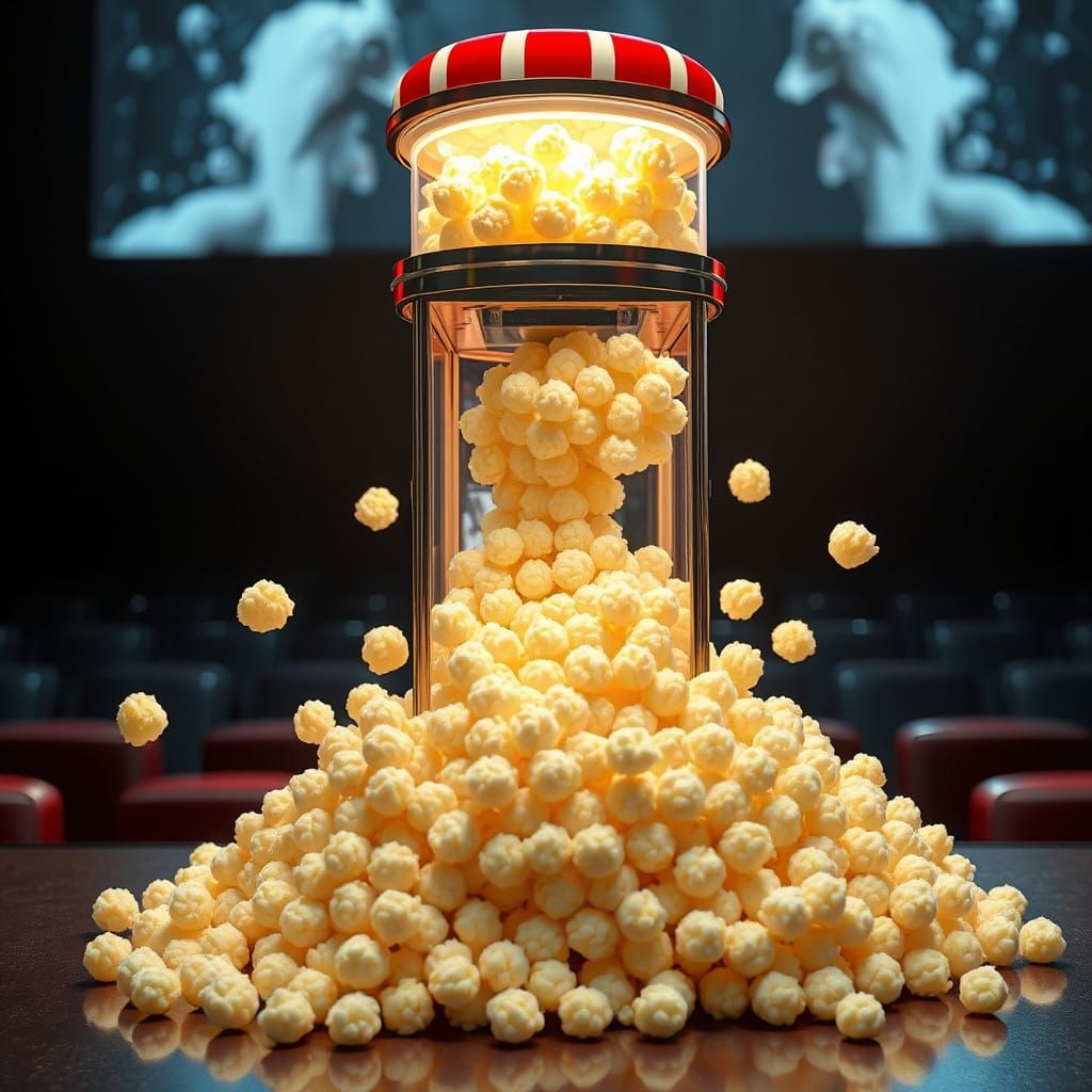 Vintage Popcorn Machine Overflowing with Pom Poms