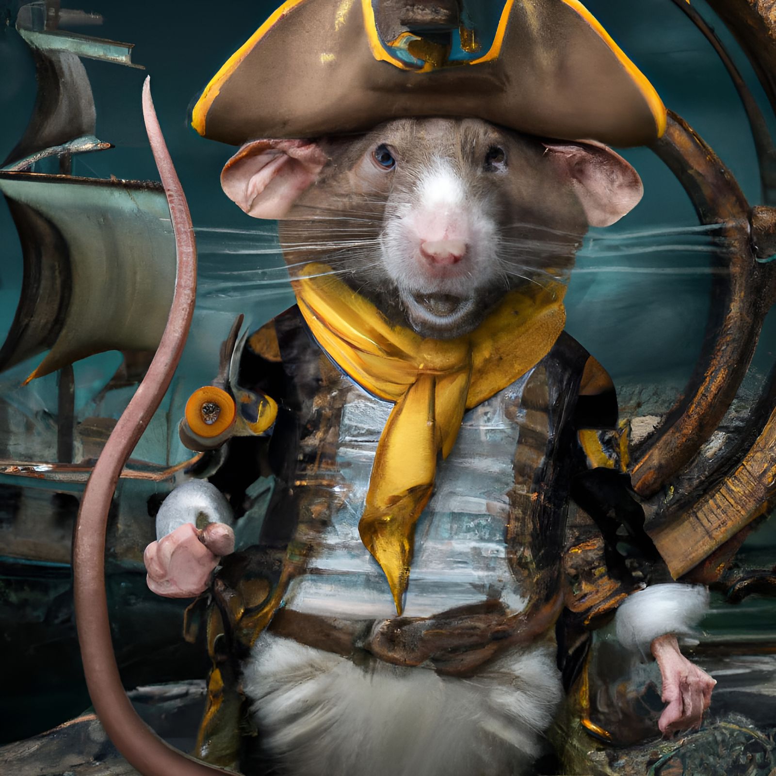 Nefarious Anthropomorphic Pirate Rat Caricature