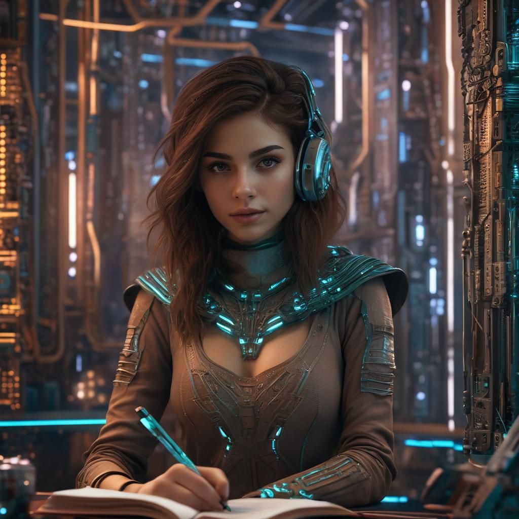 Sci-Fi Portrait of Woman with Robotic Features