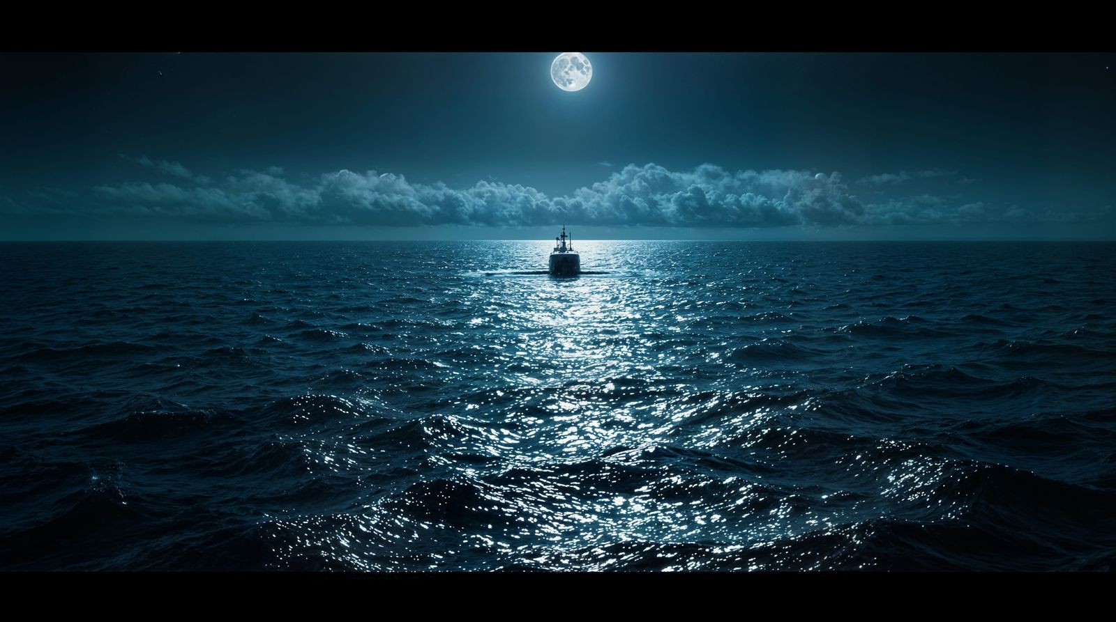Moonlit Ocean Depths in Cinematic Darkness